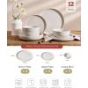 imageFamiware Milkyway Plates and Bowls Set 18 Pieces Dinnerware Sets Dishes Set for 6 Cinnamon BrownCreamy White