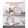 imageFamiware Milkyway Plates and Bowls Set 18 Pieces Dinnerware Sets Dishes Set for 6 Cinnamon BrownCreamy White
