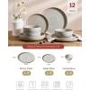 imageFamiware Milkyway Plates and Bowls Set 18 Pieces Dinnerware Sets Dishes Set for 6 Cinnamon BrownMatcha Green