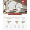 imageFamiware Milkyway Plates and Bowls Set 18 Pieces Dinnerware Sets Dishes Set for 6 Cinnamon BrownWhite