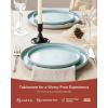 imageFamiware Milkyway Plates and Bowls Sets 12 Pieces Dinnerware Sets Reactive Glaze Dish Set Stoneware Dishes Set for 4 Matte WhiteLight Blue