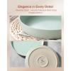 imageFamiware Milkyway Plates and Bowls Sets 12 Pieces Dinnerware Sets Reactive Glaze Dish Set Stoneware Dishes Set for 4 Matte WhiteLight Green