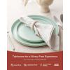 imageFamiware Milkyway Plates and Bowls Sets 12 Pieces Dinnerware Sets Reactive Glaze Dish Set Stoneware Dishes Set for 4 Matte WhiteLight Green