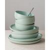 imageFamiware Milkyway Plates and Bowls Sets 12 Pieces Dinnerware Sets Reactive Glaze Dish Set Stoneware Dishes Set for 4 Matte WhiteLight Green