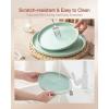 imageFamiware Milkyway Plates and Bowls Sets 12 Pieces Dinnerware Sets Reactive Glaze Dish Set Stoneware Dishes Set for 4 Matte WhiteLight Green