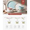 imageFamiware Milkyway Plates and Bowls Sets 12 Pieces Dinnerware Sets Reactive Glaze Dish Set Stoneware Dishes Set for 4 Matte WhiteMatte Multicolor