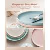 imageFamiware Milkyway Plates and Bowls Sets 12 Pieces Dinnerware Sets Reactive Glaze Dish Set Stoneware Dishes Set for 4 Matte WhiteMatte Multicolor