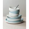 imageFamiware Milkyway Plates and Bowls Sets 12 Pieces Dinnerware Sets Reactive Glaze Dish Set Stoneware Dishes Set for 4 Matte WhiteMatte White  Light Blue