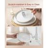imageFamiware Milkyway Plates and Bowls Sets 12 Pieces Dinnerware Sets Reactive Glaze Dish Set Stoneware Dishes Set for 4 Matte WhiteMatte White  Light Blue