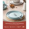 imageFamiware Milkyway Plates and Bowls Sets 12 Pieces Dinnerware Sets Reactive Glaze Dish Set Stoneware Dishes Set for 4 Matte WhiteMatte White  Light Blue