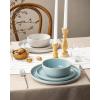 imageFamiware Milkyway Plates and Bowls Sets 12 Pieces Dinnerware Sets Reactive Glaze Dish Set Stoneware Dishes Set for 4 Matte WhiteMatte White  Light Blue