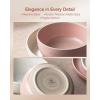 imageFamiware Milkyway Plates and Bowls Sets 12 Pieces Dinnerware Sets Reactive Glaze Dish Set Stoneware Dishes Set for 4 Matte WhiteMatte White  Light Pink