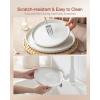 imageFamiware Milkyway Plates and Bowls Sets 12 Pieces Dinnerware Sets Reactive Glaze Dish Set Stoneware Dishes Set for 4 Matte WhiteMatte White  Light Pink
