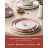 imageFamiware Milkyway Plates and Bowls Sets 12 Pieces Dinnerware Sets Reactive Glaze Dish Set Stoneware Dishes Set for 4 Matte WhiteMatte White  Light Pink