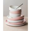 imageFamiware Milkyway Plates and Bowls Sets 12 Pieces Dinnerware Sets Reactive Glaze Dish Set Stoneware Dishes Set for 4 Matte WhiteMatte White  Light Pink