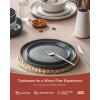 imageFamiware Milkyway Plates and Bowls Sets 12 Pieces Dinnerware Sets Reactive Glaze Dish Set Stoneware Dishes Set for 4 Matte WhiteMatte White  Matte Dark Charcoal