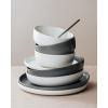 imageFamiware Milkyway Plates and Bowls Sets 12 Pieces Dinnerware Sets Reactive Glaze Dish Set Stoneware Dishes Set for 4 Matte WhiteMatte White  Matte Dark Charcoal