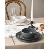 imageFamiware Milkyway Plates and Bowls Sets 12 Pieces Dinnerware Sets Reactive Glaze Dish Set Stoneware Dishes Set for 4 Matte WhiteMatte White  Matte Dark Charcoal