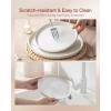 imageFamiware Milkyway Plates and Bowls Sets 12 Pieces Dinnerware Sets Reactive Glaze Dish Set Stoneware Dishes Set for 4 Matte WhiteMatte White
