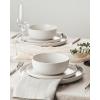 imageFamiware Milkyway Plates and Bowls Sets 12 Pieces Dinnerware Sets Reactive Glaze Dish Set Stoneware Dishes Set for 4 Matte WhiteMatte White