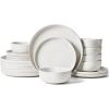 imageFamiware Milkyway Plates and Bowls Sets 12 Pieces Dinnerware Sets Reactive Glaze Dish Set Stoneware Dishes Set for 4 Matte WhiteMatte White
