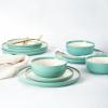 imageFamiware Nature Plates and Bowls Set 18 Pieces Dinnerware Sets Dishware Sets Dishes Set for 6 Microwave and Dishwasher Safe Midnight BlueGreen and Beige