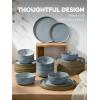 imageFamiware Nature Plates and Bowls Set 18 Pieces Dinnerware Sets Dishware Sets Dishes Set for 6 Microwave and Dishwasher Safe Midnight BlueLight Blue