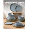 imageFamiware Nature Plates and Bowls Set 18 Pieces Dinnerware Sets Dishware Sets Dishes Set for 6 Microwave and Dishwasher Safe Midnight BlueLight Blue