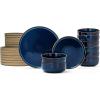imageFamiware Nature Plates and Bowls Set 18 Pieces Dinnerware Sets Dishware Sets Dishes Set for 6 Microwave and Dishwasher Safe Midnight BlueMidnight Blue