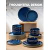imageFamiware Nature Plates and Bowls Set 18 Pieces Dinnerware Sets Dishware Sets Dishes Set for 6 Microwave and Dishwasher Safe Midnight BlueMidnight Blue