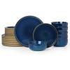 imageFamiware Nature Plates and Bowls Set 18 Pieces Dinnerware Sets Dishware Sets Dishes Set for 6 Microwave and Dishwasher Safe Midnight BlueMidnight Blue
