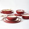 imageFamiware Nature Plates and Bowls Set 18 Pieces Dinnerware Sets Dishware Sets Dishes Set for 6 Microwave and Dishwasher Safe Midnight BlueRed and Beige