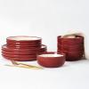 imageFamiware Nature Plates and Bowls Set 18 Pieces Dinnerware Sets Dishware Sets Dishes Set for 6 Microwave and Dishwasher Safe Midnight BlueRed and Beige