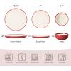 imageFamiware Nature Plates and Bowls Set 18 Pieces Dinnerware Sets Dishware Sets Dishes Set for 6 Microwave and Dishwasher Safe Midnight BlueRed and Beige