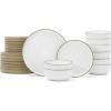 imageFamiware Nature Plates and Bowls Set 18 Pieces Dinnerware Sets Dishware Sets Dishes Set for 6 Microwave and Dishwasher Safe Midnight BlueSnowy White