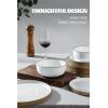 imageFamiware Nature Plates and Bowls Set 18 Pieces Dinnerware Sets Dishware Sets Dishes Set for 6 Microwave and Dishwasher Safe Midnight BlueSnowy White