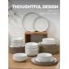 imageFamiware Nature Plates and Bowls Set 18 Pieces Dinnerware Sets Dishware Sets Dishes Set for 6 Microwave and Dishwasher Safe Midnight BlueSnowy White
