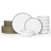imageFamiware Nature Plates and Bowls Set 18 Pieces Dinnerware Sets Dishware Sets Dishes Set for 6 Microwave and Dishwasher Safe Midnight BlueSnowy White