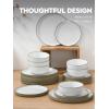 imageFamiware Nature Plates and Bowls Set 18 Pieces Dinnerware Sets Dishware Sets Dishes Set for 6 Microwave and Dishwasher Safe Midnight BlueSnowy White