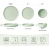 imageFamiware Nature Plates and Bowls Set 18 Pieces Dinnerware Sets Dishware Sets Dishes Set for 6 Microwave and Dishwasher Safe Midnight BlueSpeckled Light Green