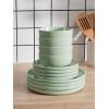 imageFamiware Nature Plates and Bowls Set 18 Pieces Dinnerware Sets Dishware Sets Dishes Set for 6 Microwave and Dishwasher Safe Midnight BlueSpeckled Light Green