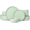 imageFamiware Nature Plates and Bowls Set 18 Pieces Dinnerware Sets Dishware Sets Dishes Set for 6 Microwave and Dishwasher Safe Midnight BlueSpeckled Light Green