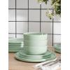 imageFamiware Nature Plates and Bowls Set 18 Pieces Dinnerware Sets Dishware Sets Dishes Set for 6 Microwave and Dishwasher Safe Midnight BlueSpeckled Light Green