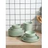 imageFamiware Nature Plates and Bowls Set 18 Pieces Dinnerware Sets Dishware Sets Dishes Set for 6 Microwave and Dishwasher Safe Midnight BlueSpeckled Light Green