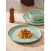 imageFamiware Nature Plates and Bowls Set 18 Pieces Dinnerware Sets Dishware Sets Dishes Set for 6 Microwave and Dishwasher Safe Midnight BlueSpeckled Light Green