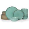 imageFamiware Nature Plates and Bowls Set 18 Pieces Dinnerware Sets Dishware Sets Dishes Set for 6 Microwave and Dishwasher Safe Midnight BlueVerdure