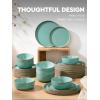 imageFamiware Nature Plates and Bowls Set 18 Pieces Dinnerware Sets Dishware Sets Dishes Set for 6 Microwave and Dishwasher Safe Midnight BlueVerdure