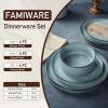 imageFamiware Star Dinnerware Set Plates and Bowls Sets for 8 24pcs Ribbed Stoneware Dishes  Chip ampamp Scratch Resistant Microwave ampamp Dishwasher Safe Tableware Vanilla WhiteSmoky Blue