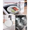 imageFamiware Star Dinnerware Set Plates and Bowls Sets for 8 24pcs Ribbed Stoneware Dishes  Chip ampamp Scratch Resistant Microwave ampamp Dishwasher Safe Tableware Vanilla WhiteSmoky Blue