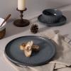 imageFamiware Star Dinnerware Set Plates and Bowls Sets for 8 24pcs Ribbed Stoneware Dishes  Chip ampamp Scratch Resistant Microwave ampamp Dishwasher Safe Tableware Vanilla WhiteMatte Midnight Grey